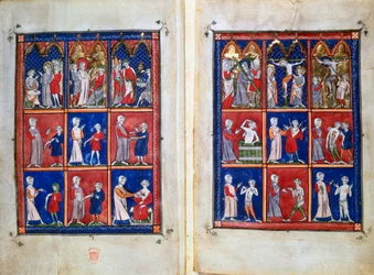 Scènes de la vie du Christ, et médecins avec patients, vers 1300