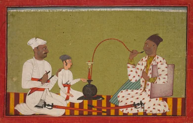 Prince assis fumant un hookah, vers 1710-1715
