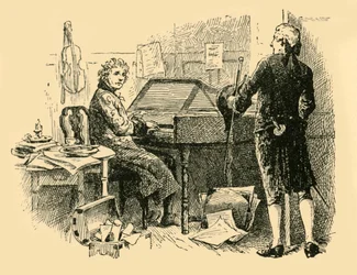 Assis devant un vieux piano usé, 1907