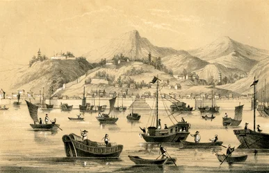 Shanghai, un des cinq ports ouverts par le dernier traité au commerce britannique, 1847