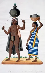 Berger et sa femme portant du lait, Inde, 1834