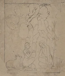 Shiva et Parvati dans une grotte de montagne