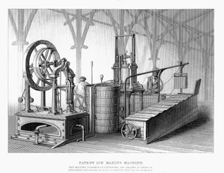Machine à fabriquer de la glace brevetée par Siebe et Harrison, 1862