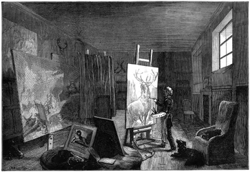 Studio de Sir Edwin Landseer 1802-1873, Brighton, East Sussex, 1874
