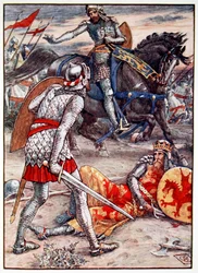 Sir Lancelot interdit à Sir Bors de tuer le roi (détail)