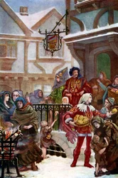Sir Richard Whittington distribuant la charité, vers 1900