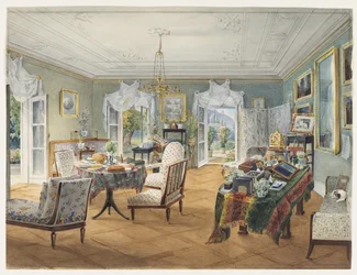 Salon dans un domaine de campagne, 1830-1840s