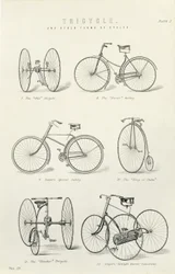 Six formes anciennes de bicyclettes et tricycles, 19ème siècle