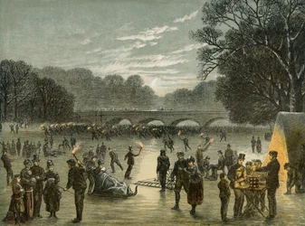 Patinage sur la Serpentine à Hyde Park, Londres, vers 1850