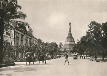 Route de la pagode Soolay, Rangoon, 1900
