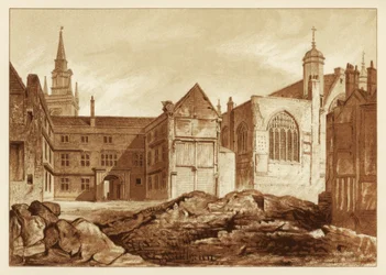Vue sud-est de la chapelle Guildhall et de Blackwell Hall, Londres, 1886