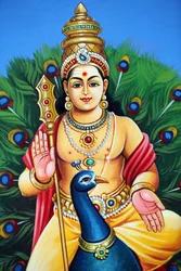 Temple hindou Sri Mariamman. Karthikeya, également connu sous le nom de Murugan, Skanda et Subramanya, est le dieu hindou de la guerre, 20160817, Singapour