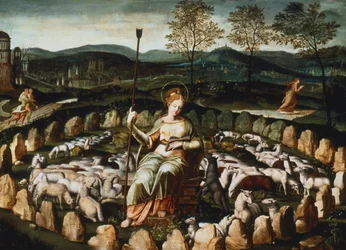 Sainte Geneviève gardant ses moutons, 16e siècle