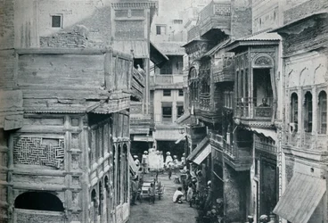 Rue à Lahore, la capitale du Panjab, vers 1942
