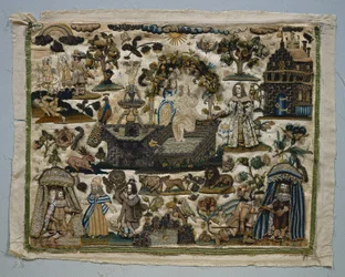 Panneau en broderie : Histoire de David et Bethsabée, 1658