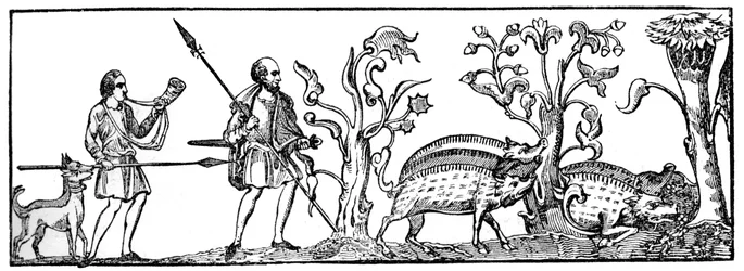 Chasse au porc, 9e siècle, 1833