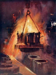 Taper une fournaise en acier, vers 1930