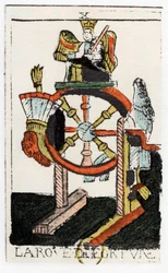 Carte de tarot de La Roue de la Fortune, Tarot de Noblet, 17e siècle