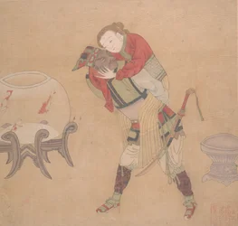 Officier tartare portant une dame blonde, 19ème siècle