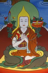 Temple des Mille Bouddhas Congrégation Dashang Kagyu Ling Peinture Moine priant, La Boulaye, France