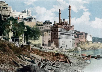 La mosquée Aurangzeb, Varanasi, Inde, vers 1890