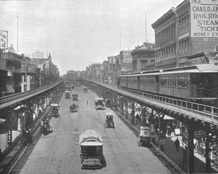 The Bowery, regardant vers le nord, New York, USA