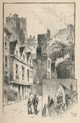 Le Château depuis Thames Street. Un bout des murs extérieurs, 1895
