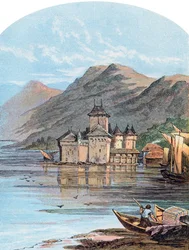 Le château de Chillon, lac Léman, Suisse, 1864