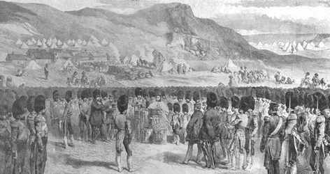 La guerre de Crimée, 1854-56 : service divin avant la bataille de Balaklava, 1901