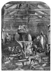 La salle des animaux éteints au Crystal Palace, Sydenham, 1853