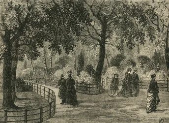 La promenade des fleurs, Kensington Gardens, vers 1876
