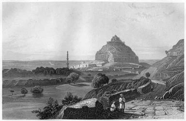 La forteresse de Dowlatabad sur le plateau du Deccan, Inde, vers 1860