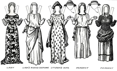 La galerie du costume britannique : robe portée sous le règne du premier Édouard, vers 1934