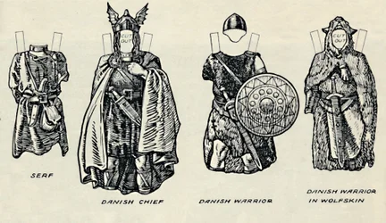 La galerie du costume britannique : La robe des Danois et des Anglo-Saxons tardifs, vers 1934