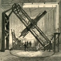 Le grand télescope équatorial dans le dôme, Observatoire de Greenwich, vers 1878