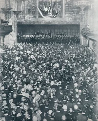 La grande réunion de recrutement au Guildhall de Londres, 1914
