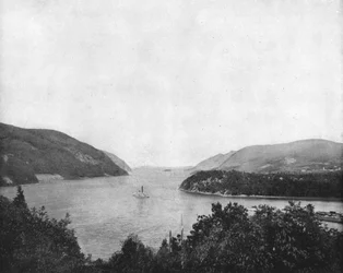 Le fleuve Hudson à West Point, État de New York, USA, vers 1900