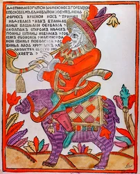Le bouffon Farnos le Nez Rouge, impression Lubok, 18ème siècle