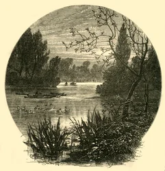 Le lac, parc de Battersea, vers 1878