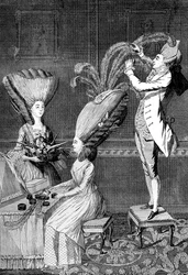La coiffure absurde ou La dame emplumée, 1776
