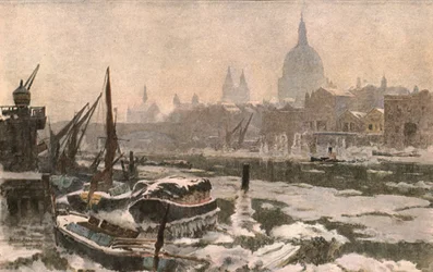 La Tamise : Un hiver rigoureux, vers 1900