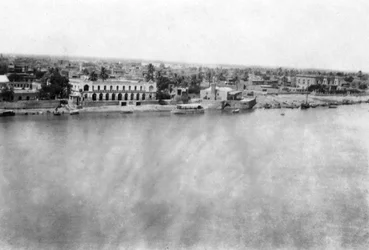 Le fleuve Tigre depuis le 31e hôpital général britannique, Bagdad, Mésopotamie, Première Guerre mondiale, 1918