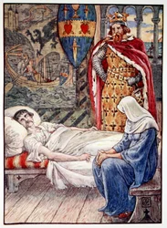 La sorcière conseille sur la blessure de Sir Tristram (détail)