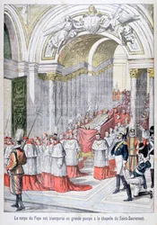 Le corps du pape Léon XIII transporté à la chapelle du Saint-Sacrement, Vatican, 1903
