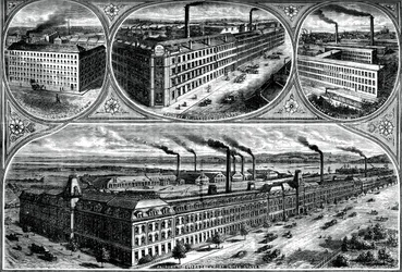 Les usines de la Singer Manufacturing Company, vers 1880