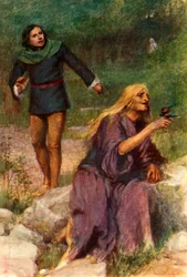 La vieille femme était absorbée à jouer avec l