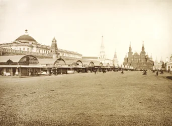 Les rangées commerciales sur la Place Rouge, Moscou, Russie, 1888