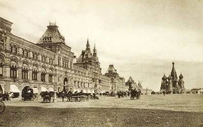 Les rangées commerciales supérieures sur la Place Rouge, Moscou, Russie, années 1910