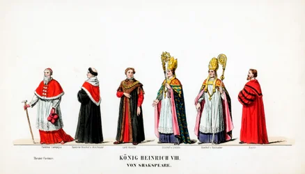 Costumes de théâtre pour la pièce de Shakespeare, Henry VIII, 19ème siècle
