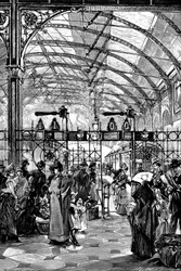 Barrière de billets à la gare de Philadelphie, Pennsylvanie, USA, 1890